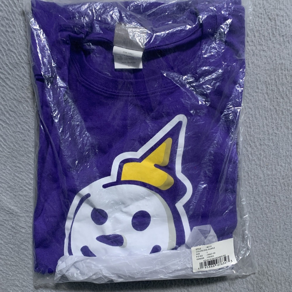 NWT Jack In The Box Employee Uniform T-Shirt Mens L Purple Mascot Logo Barco